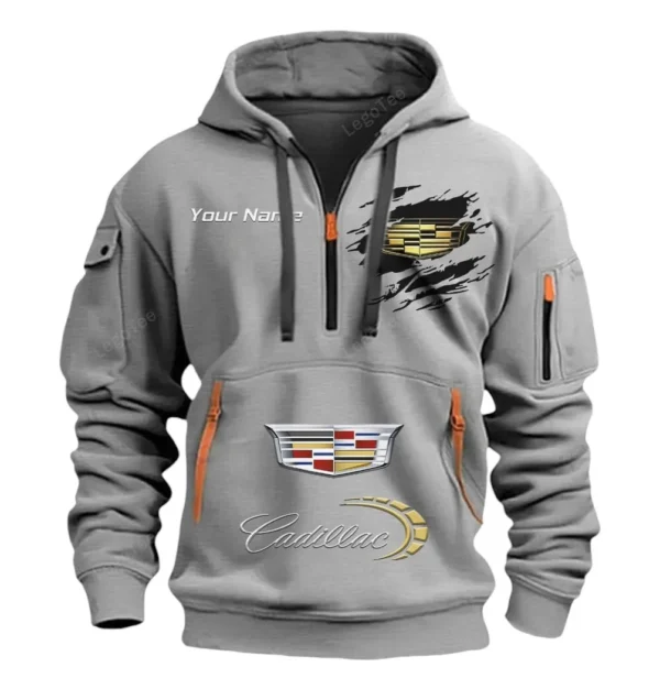 Hoodie Half Zipper Exclusive Logo Gift For Performance Sedan Enthusiasts CAR113 - Gray