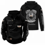 Elegant Touring Car Tactical Quarter Zip Hoodie, Exclusive Logo Hoodie For Car Enthusiasts CAR106 - Black