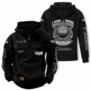 Elegant Touring Car Tactical Quarter Zip Hoodie, Exclusive Logo Hoodie For Car Enthusiasts CAR106 - Black
