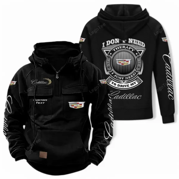 Elegant Touring Car Tactical Quarter Zip Hoodie, Exclusive Logo Hoodie For Car Enthusiasts CAR106 - Black