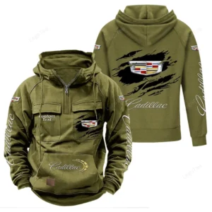 American Luxury Sedan Tactical Quarter Zip Hoodie, Exclusive Logo Hoodie For Car Enthusiasts CAR122 - Army Green