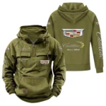 Refined Classic Ride Tactical Quarter Zip Hoodie, Exclusive Logo Hoodie For Car Enthusiasts CAR960 - Army Green