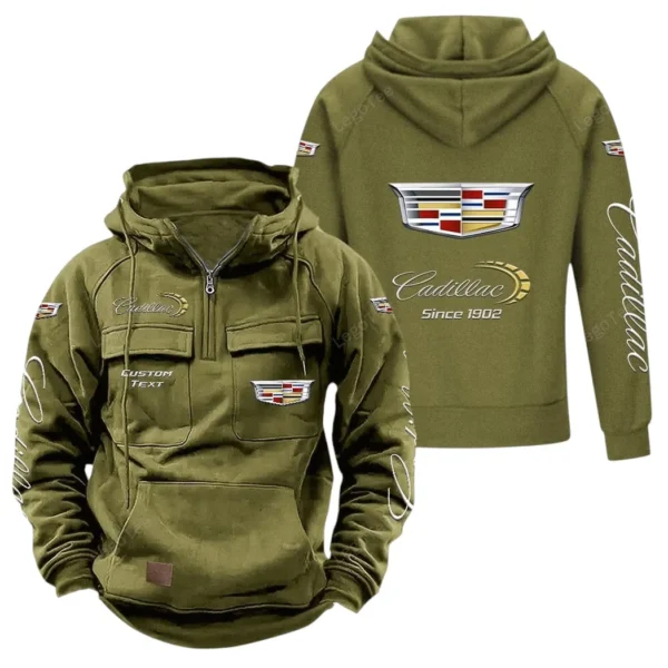 Refined Classic Ride Tactical Quarter Zip Hoodie, Exclusive Logo Hoodie For Car Enthusiasts CAR960 - Army Green