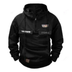 American Luxury Sedan Tactical Quarter Zip Hoodie, Exclusive Logo Hoodie For Car Enthusiasts CAR109 - Black