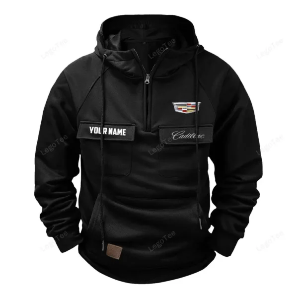 American Luxury Sedan Tactical Quarter Zip Hoodie, Exclusive Logo Hoodie For Car Enthusiasts CAR109 - Black