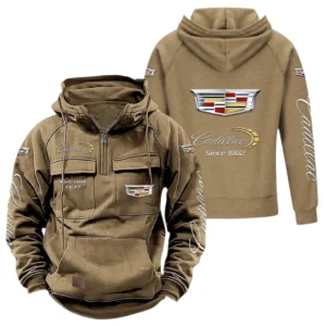 Stylish Luxury Wagon Tactical Quarter Zip Hoodie, Exclusive Logo Hoodie For Car Enthusiasts CAR960 - Khaki