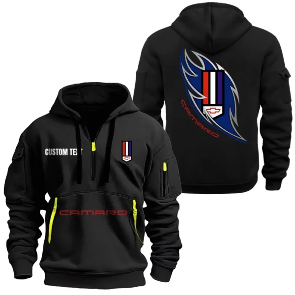 Muscle Car Hoodie Half Zipper, All Over Print Hoodie Gift For Muscle Car Enthusiasts CAR170 - Black