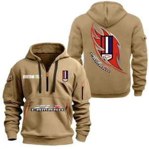 Muscle Car Hoodie Half Zipper, All Over Print Hoodie Gift For Muscle Car Enthusiasts CAR170 - Khaki