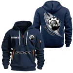 Off-Road Adventure Bike Hoodie Half Zipper, All Over Print Hoodie Gift For Off-Road Adventure Bike Enthusiasts CAR170 - Navy