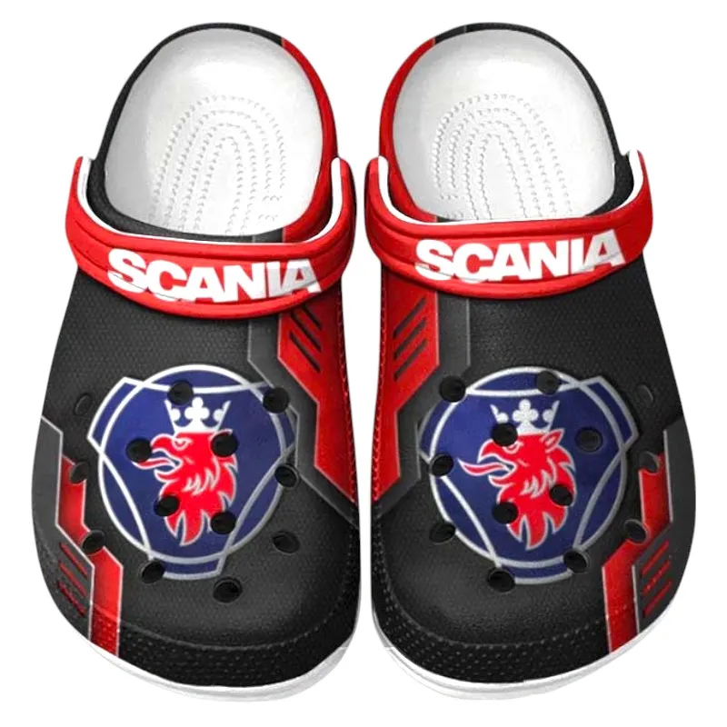 Cargo Hauler Culture Clog, Stylish All Over Print Lightweight Shoes for Auto Fans and Streetwear Style CAR185 - Red