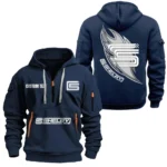 Hoodie Half Zipper Exclusive Logo Gift For Auto Racing Enthusiasts CAR170 - Navy