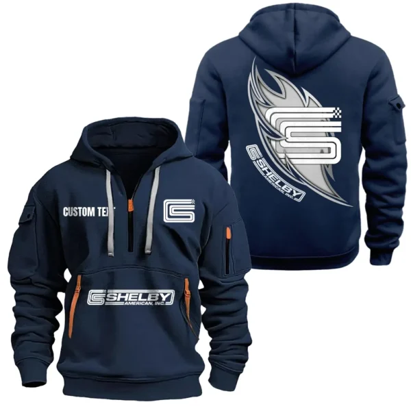 Hoodie Half Zipper Exclusive Logo Gift For Auto Racing Enthusiasts CAR170 - Navy
