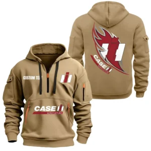 Hoodie Half Zipper Exclusive Logo Gift For Rural Equipment Enthusiasts CAR170 - Khaki