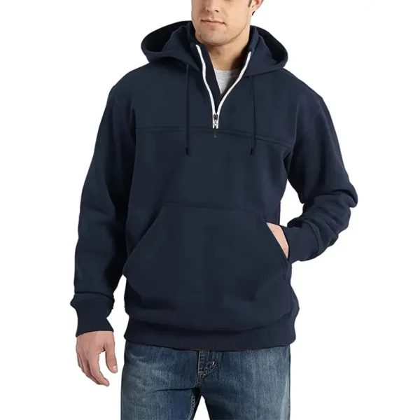 All-Terrain Ride Casual Stand Up Collar Hoodie CAR481 - Dark Blue - Image 3