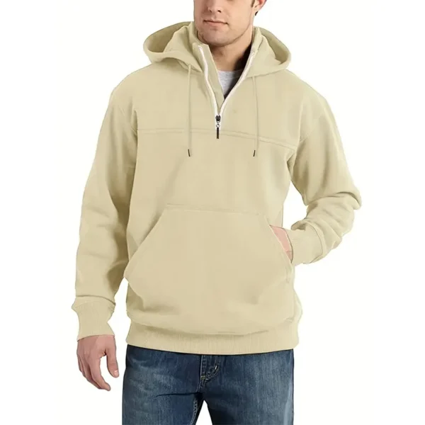 Old-School Cruiser Casual Stand Up Collar Hoodie CAR481 - Off White - Image 3