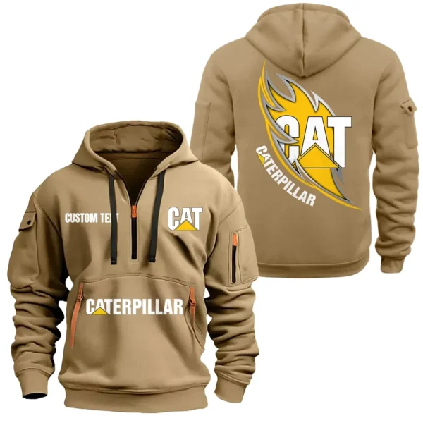 Hoodie Half Zipper Exclusive Logo Gift For Mining Equipment Enthusiasts CAR170 - Khaki