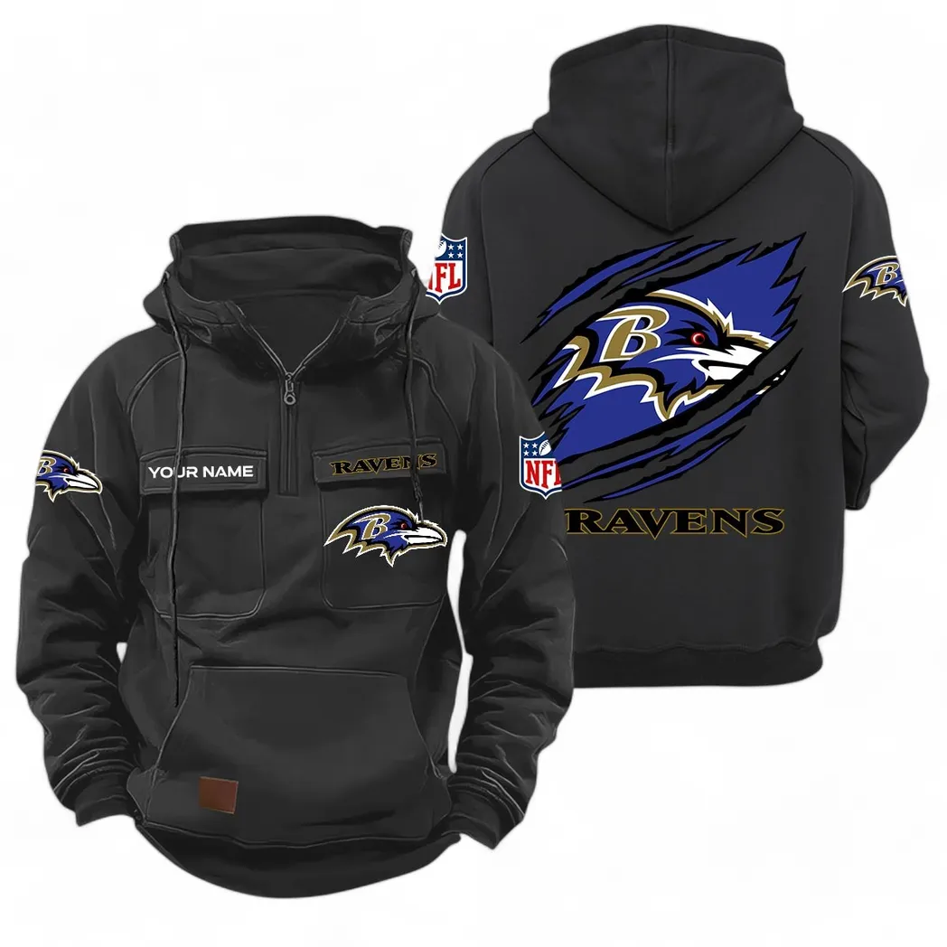 Charm City Squad Tactical Quarter Zip Hoodie, Fan Lifestyle Tactical Gear NFL720 - Black