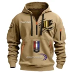 Hoodie Half Zipper Exclusive Logo Gift For Roadster Enthusiasts CAR113 - Khaki