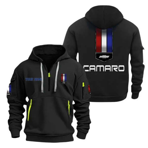 American Pony Car Hoodie Half Zipper, All Over Print Hoodie Gift For American Pony Car Enthusiasts CAR200 - Black