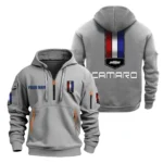 American Pony Car Hoodie Half Zipper, All Over Print Hoodie Gift For American Pony Car Enthusiasts CAR200 - Gray