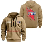 Hoodie Half Zipper Exclusive Logo Gift For American Pony Car Enthusiasts CAR170 - Khaki