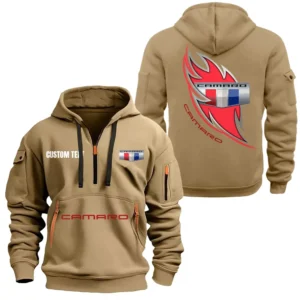 Hoodie Half Zipper Exclusive Logo Gift For American Pony Car Enthusiasts CAR170 - Khaki