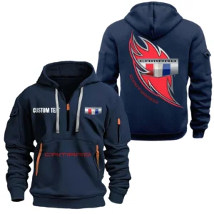 Hoodie Half Zipper Exclusive Logo Gift For American Pony Car Enthusiasts CAR170 - Navy