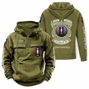 Classic Sports Coupe Tactical Quarter Zip Hoodie, Exclusive Logo Hoodie For Car Enthusiasts CAR106 - Army Green
