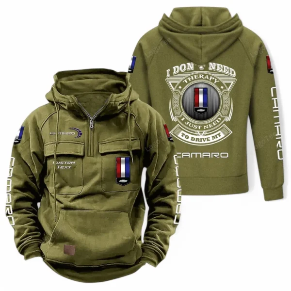 Classic Sports Coupe Tactical Quarter Zip Hoodie, Exclusive Logo Hoodie For Car Enthusiasts CAR106 - Army Green