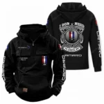Performance Car Tactical Quarter Zip Hoodie, Exclusive Logo Hoodie For Car Enthusiasts CAR106 - Black