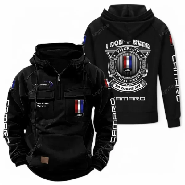 Performance Car Tactical Quarter Zip Hoodie, Exclusive Logo Hoodie For Car Enthusiasts CAR106 - Black