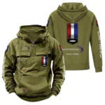 American Speed Car Tactical Quarter Zip Hoodie, Exclusive Logo Hoodie For Car Enthusiasts CAR960 - Army Green