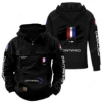 American Pony Car Tactical Quarter Zip Hoodie, Exclusive Logo Hoodie For Car Enthusiasts CAR122 - Black