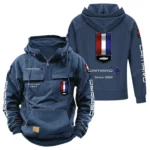 Muscle Car Tactical Quarter Zip Hoodie, Exclusive Logo Hoodie For Car Enthusiasts CAR960 - Dark Blue
