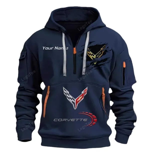 Hoodie Half Zipper Exclusive Logo Gift For Roadster Enthusiasts CAR113 - Navy