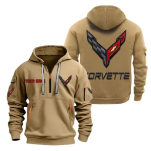 Hoodie Half Zipper Exclusive Logo Gift For Heavy-Duty Truck Enthusiasts CAR200 - Khaki