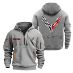 Roadster Hoodie Half Zipper, All Over Print Hoodie Gift For Roadster Enthusiasts CAR200 - Gray