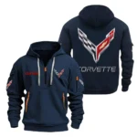 Hoodie Half Zipper Exclusive Logo Gift For American Pony Car Enthusiasts CAR200 - Navy