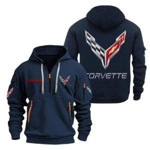 Hoodie Half Zipper Exclusive Logo Gift For American Pony Car Enthusiasts CAR200 - Navy