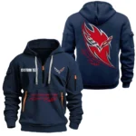 Roadster Hoodie Half Zipper, All Over Print Hoodie Gift For Roadster Enthusiasts CAR170 - Navy