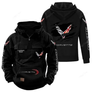 Two-Door Sports Car Tactical Quarter Zip Hoodie, Exclusive Logo Hoodie For Car Enthusiasts CAR122 - Black