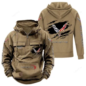 American Speed Car Tactical Quarter Zip Hoodie, Exclusive Logo Hoodie For Car Enthusiasts CAR122 - Khaki