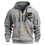 Hoodie Half Zipper Exclusive Logo Gift For Popular US Car Enthusiasts CAR113 - Gray