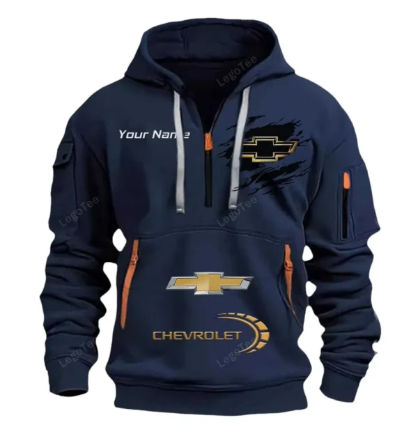 Hoodie Half Zipper Exclusive Logo Gift For Popular US Car Enthusiasts CAR113 - Navy