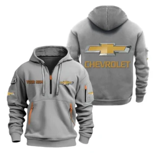 Popular US Car Hoodie Half Zipper, All Over Print Hoodie Gift For Popular US Car Enthusiasts CAR200 - Gray