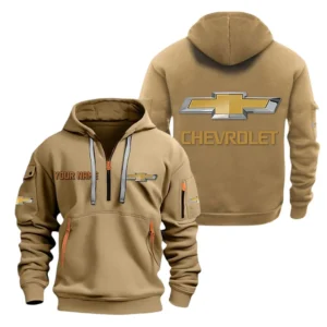 Popular US Car Hoodie Half Zipper, All Over Print Hoodie Gift For Popular US Car Enthusiasts CAR200 - Khaki