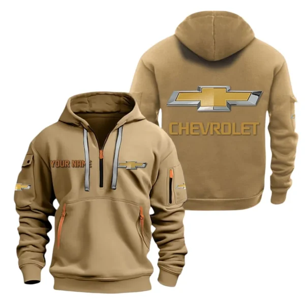 Popular US Car Hoodie Half Zipper, All Over Print Hoodie Gift For Popular US Car Enthusiasts CAR200 - Khaki