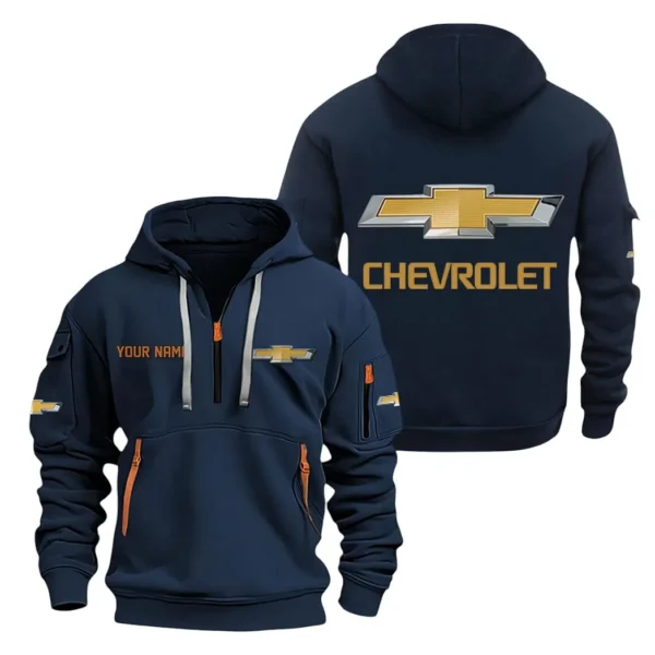 Hoodie Half Zipper Exclusive Logo Gift For Popular US Car Enthusiasts CAR200 - Navy