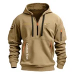 Hoodie Half Zipper Exclusive Logo Gift For Popular US Car Enthusiasts CAR112 - Khaki