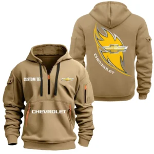 Popular US Car Hoodie Half Zipper, All Over Print Hoodie Gift For Popular US Car Enthusiasts CAR170 - Khaki